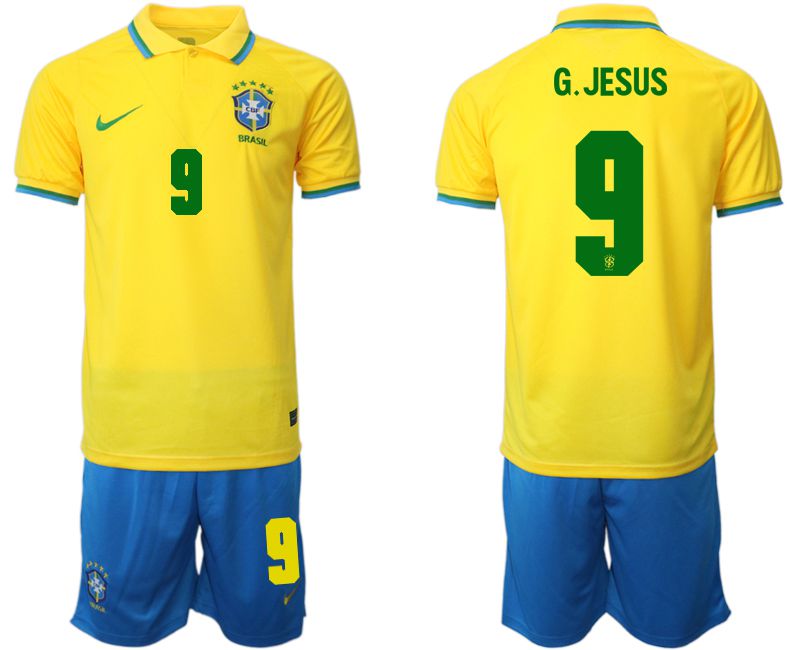 Cheap Men 2022 World Cup National Team Brazil home yellow 9 Soccer Jerseys